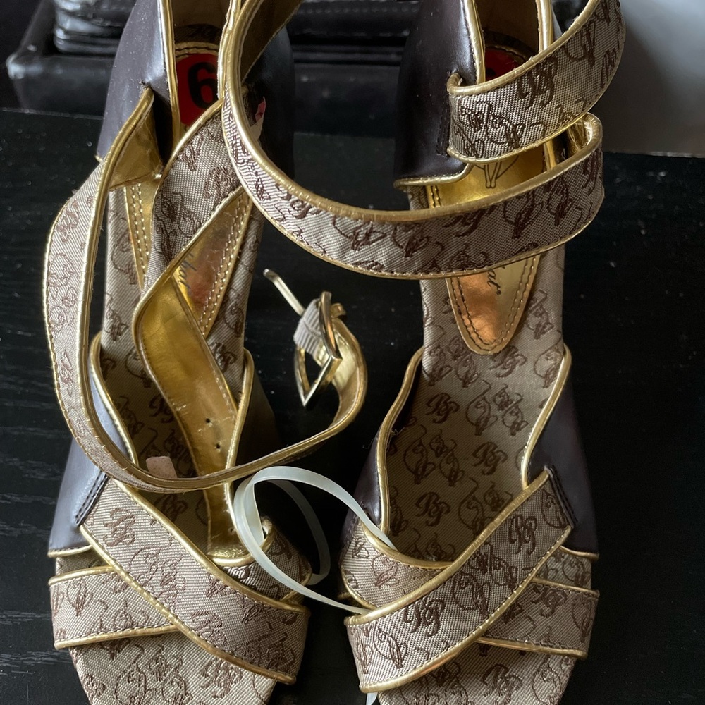 Brown and Gold Baby Phat shoes